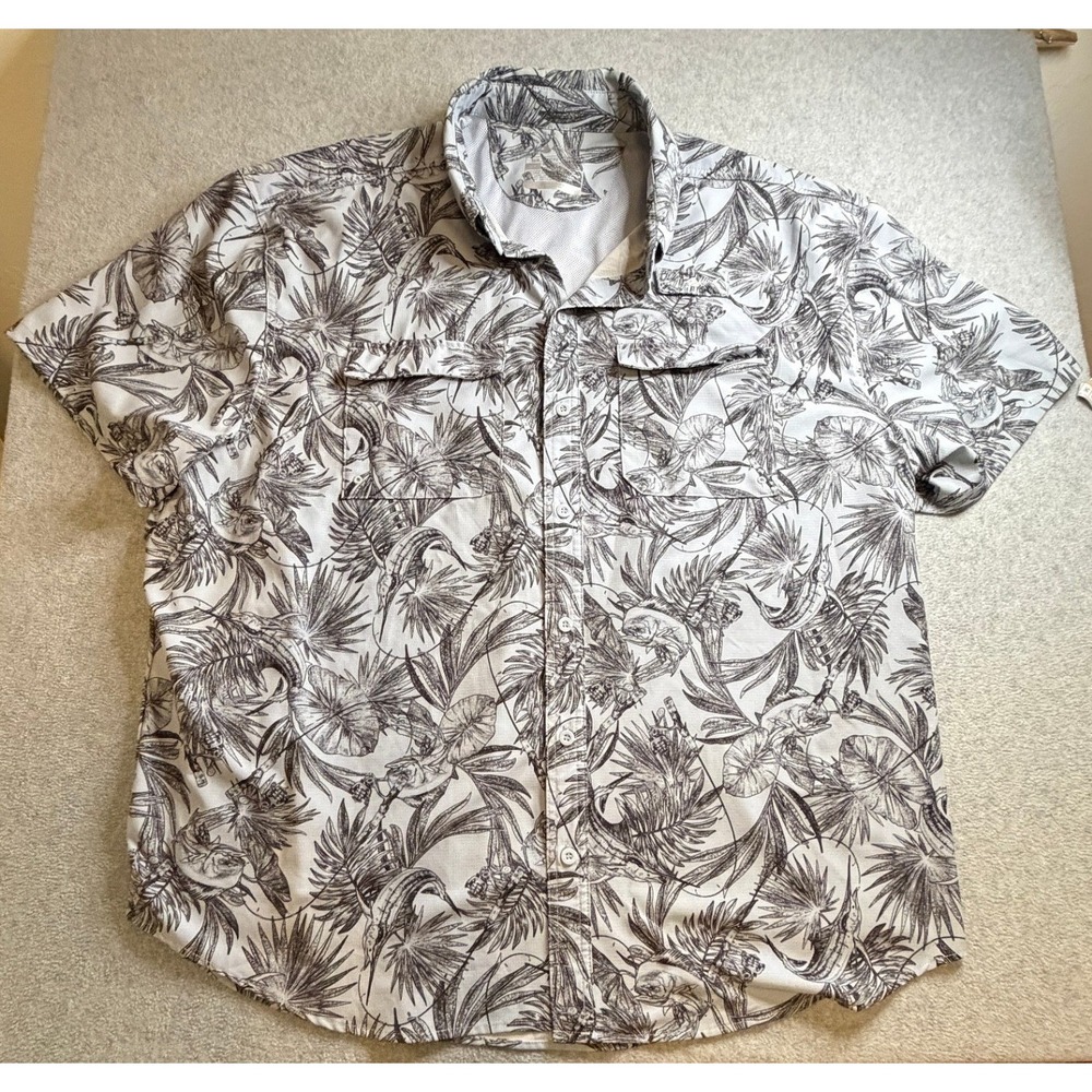 Silver Bait Mens 3X Fishing Shirt Tropical Palm Ventilated